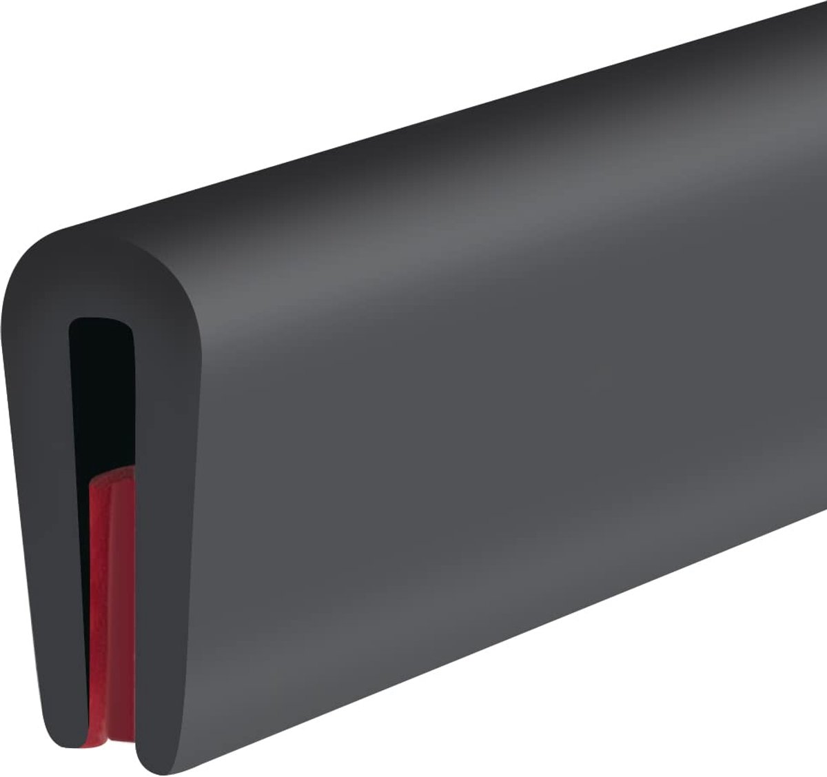 Rubberen randafwerking, zelfklevende U-vormige randbeschermer, flexibele autodeurrandbeschermers, maat 1 mm, geschikt voor 0-2 mm dik plaatstaal, lengte 3 m