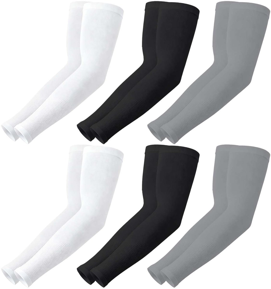 3 paar koeling, uv-bescherming, mouwtjes, tattoocover voor vrouwen en mannen, wielrennen, golf, fietsen, zwart, L