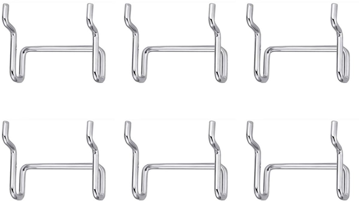 6 stuks Pegboard haken, 5 cm metalen pegboard haken, zware hangende Pegboard accessoires voor garage, kantoor, werkplaats, werkbank
