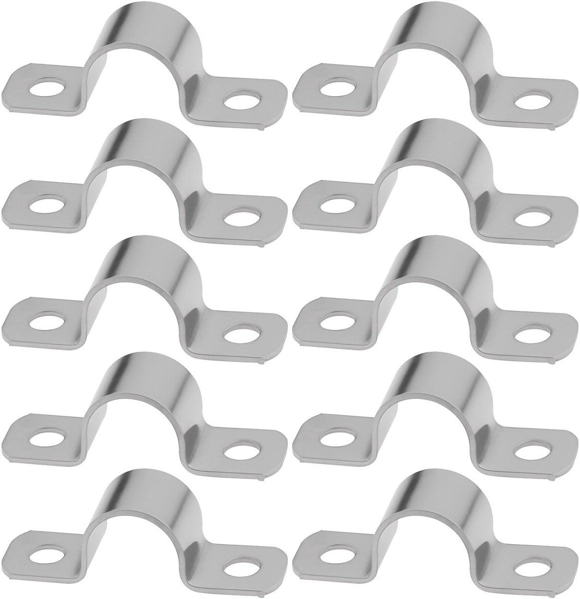 Dailygoods- Buisklem 10 Stuks - Roestvrij Staal - Dubbel Gat - Binnendiameter 10mm - Montagegat 4mm - Lengte 34mm - Pijpklem