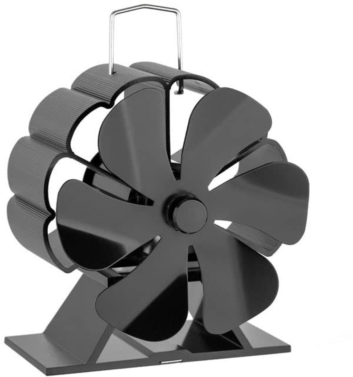 Dailygoods - Houtkachel Ventilator - 6 Blade Mini Fan - Warmteverspreider voor Open Haard - Zwart - Brandventilator - Milieuvriendelijk - Geschikt voo...