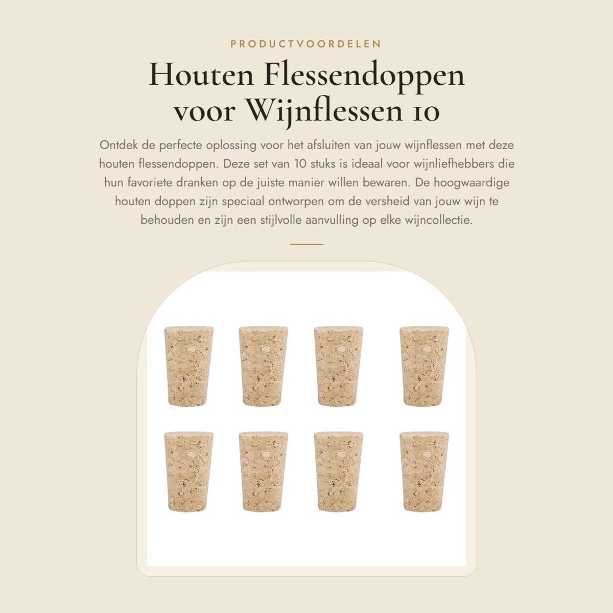 Dailygoods- Flessendoppen Houten - 10 Stuks - Natuurlijke Kurk - Hoogwaardige Kwaliteit - 100% Gloednieuw - Professionele Ontwikkeling - Kurken
