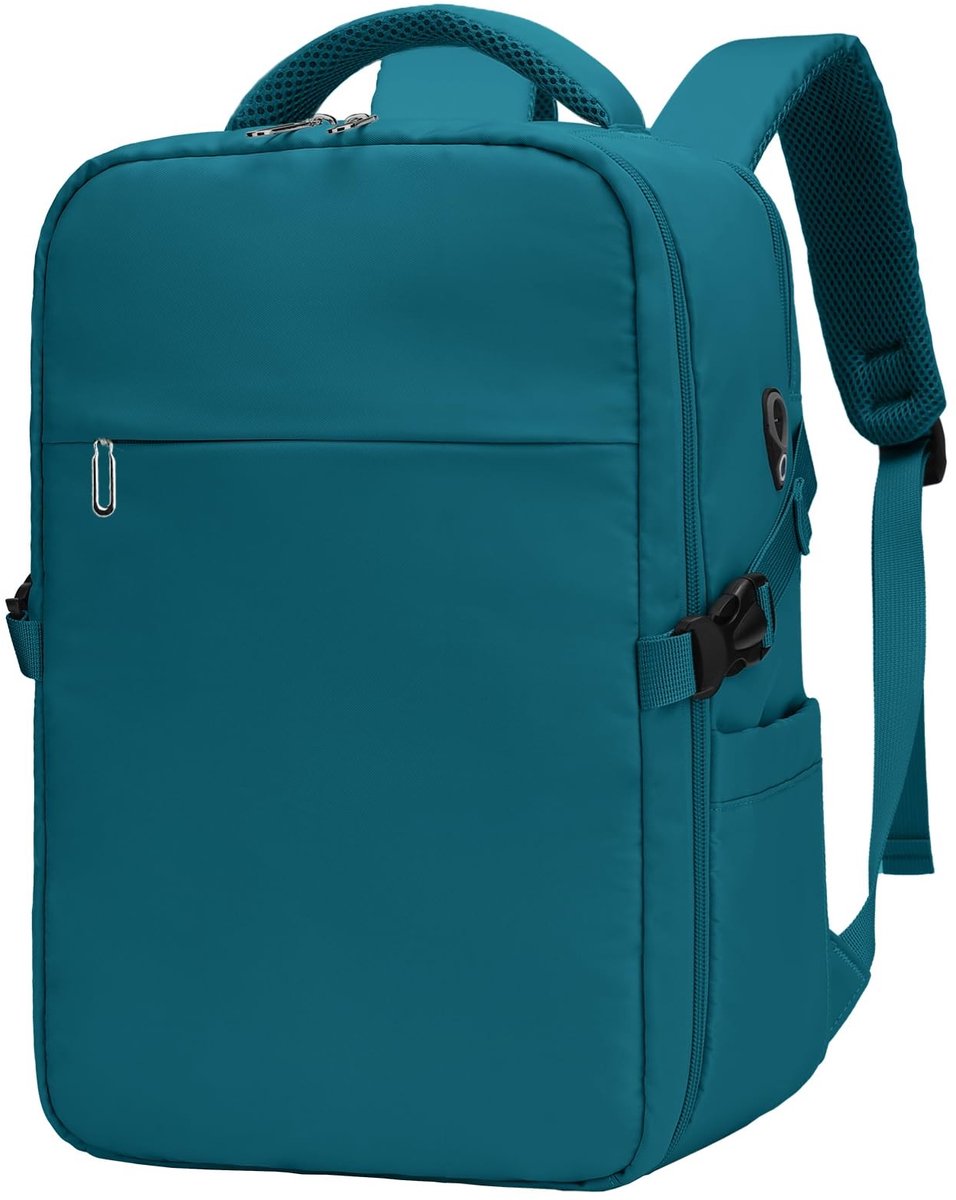 Dailygoods- Reistas Lichtgewicht - Handbagage 40x30x20 - Laptopvak 14 Inch - Antidiefstalvak - Uniseks - Pauwblauw - Rugzak