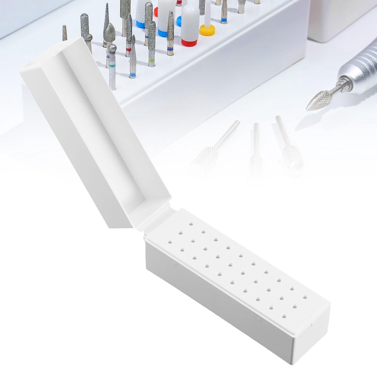 Dailygoods- Opbergdoos 30 Gaten - Opbergdoos voor Nagelfrees - Manicuregereedschap - Slijpkoppen - Duurzaam - Handig voor Transport - Nagelopbergdoos