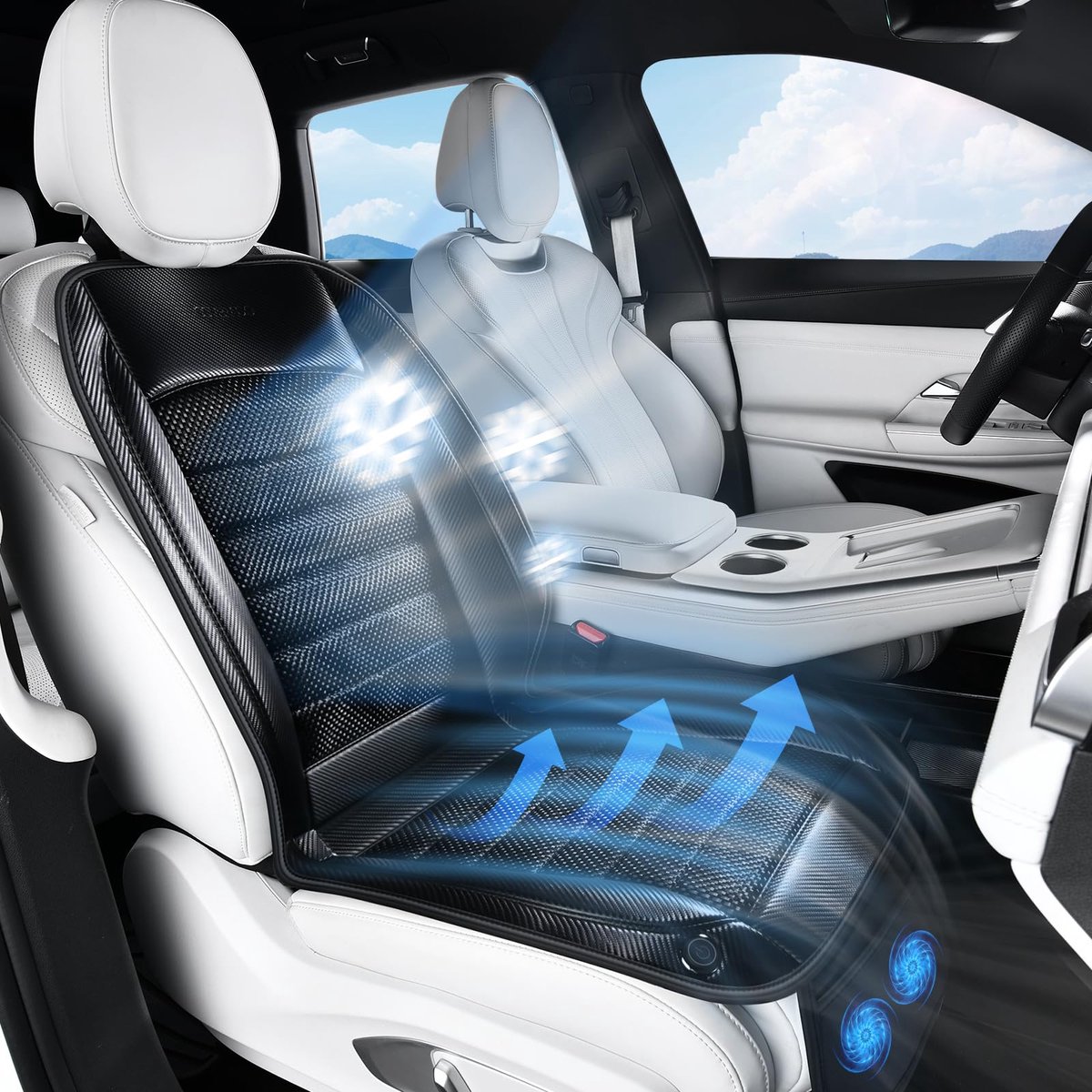 Zomer Autozithoesjes met 2 Ventilatoren & 3-snelheid Verstelbare, Auto Seat Ventilatie Universele Pas voor Limousines,LKW, SUV, VAN