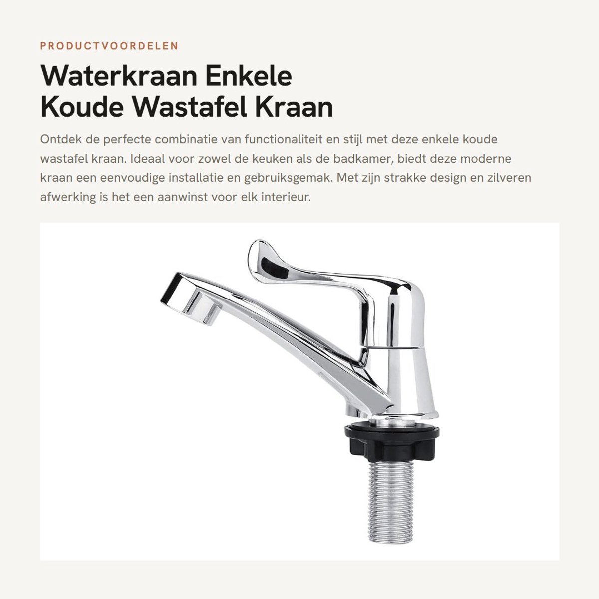 Dailygoods- Waterkraan Enkele Koude - Wastafel Kraan - Moderne Badkamer - G1/2 Schroefdraadverbinding - Waterbesparend - Eenvoudige Installatie - Keukenkranen