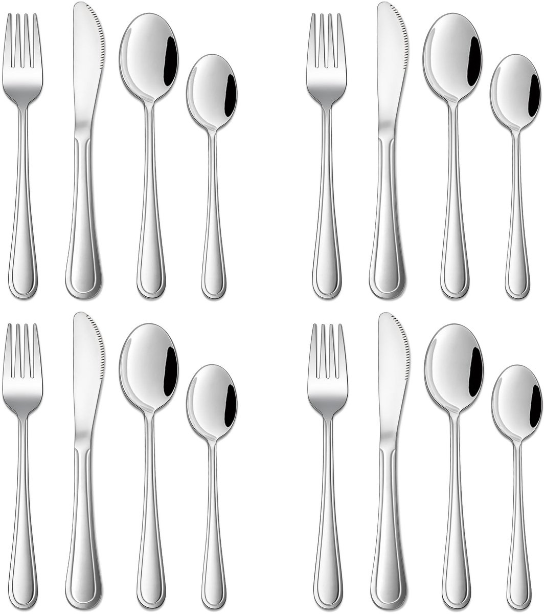 Kinderbestek, roestvrij staal, klein kinderbestek, 16-delige set, kinderbestekset voor jongens/meisjes, peuters, lepel, messen, vorkset vanaf 3 jaar, niet giftig en gezond,