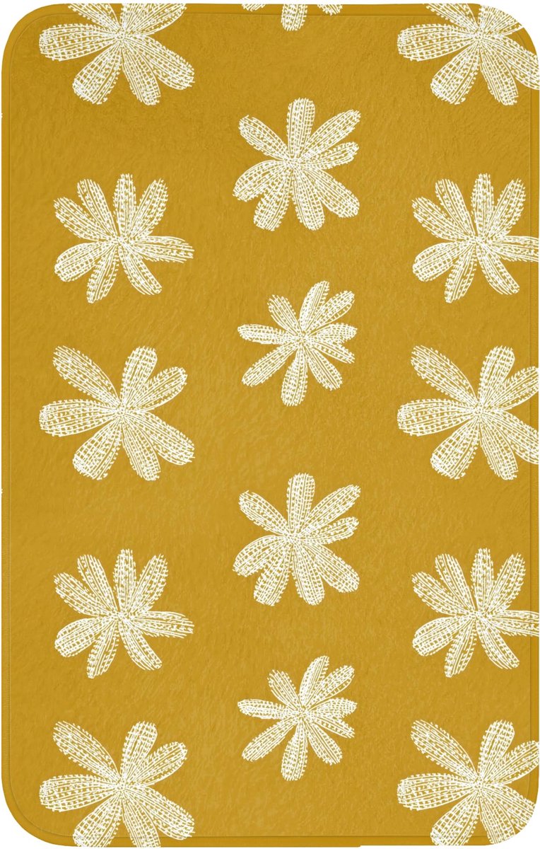 Badmat Rechthoekig 50x80 cm Badkamer Bath Mat Douchemat Antislip Wc Badkamermat Memory Foam Wasbaar Bathroom Toilet Mats Washable Bloem - Speels - Okergeel