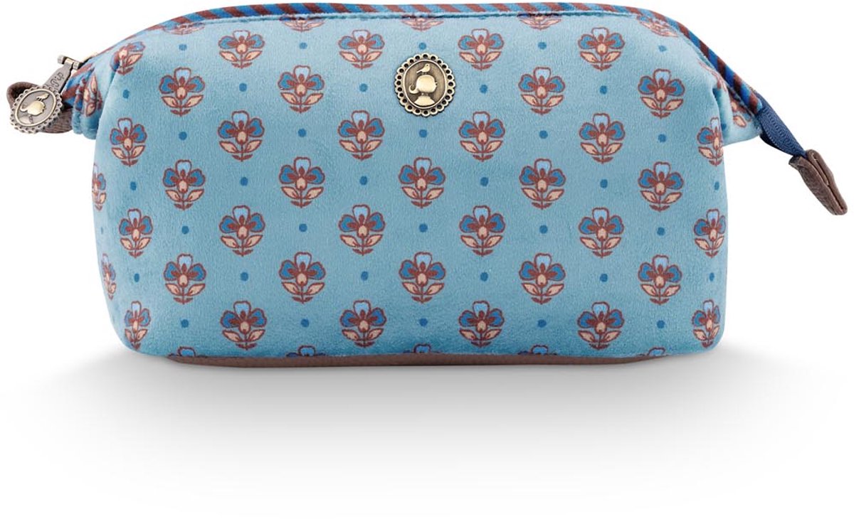 Pip Studio - Make-up Tas - Cooper Small Jaipur Flower - Blauw - 19x8,5x12cm
