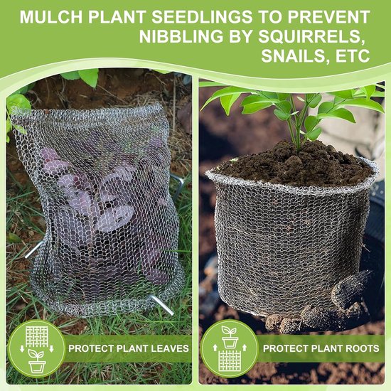 Beschermmanden van roestvrij staal voor plantwortels (set van 10) - Zakken van RVS-gaas - Gaasbarrière tegen ongedierte en knaagdieren - Wortelbeschermingsnet - Geweven gaaszakken - 60 x 60 cm — afbeelding 5