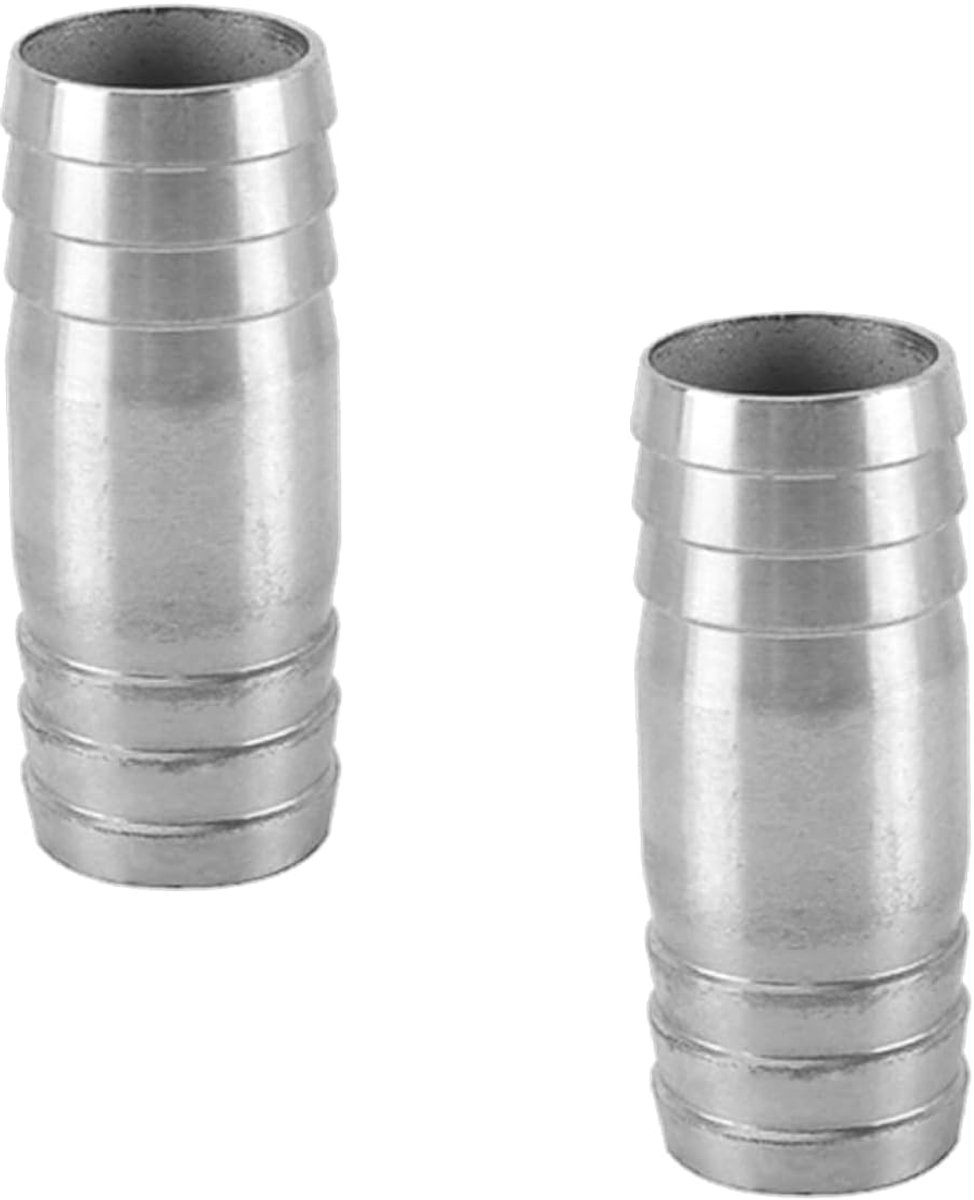26 mm rechte slangschroefverbinding van roestvrij staal, 2-weg slangtule, connector, afvoerslang, slangconnector (verpakking van 2)