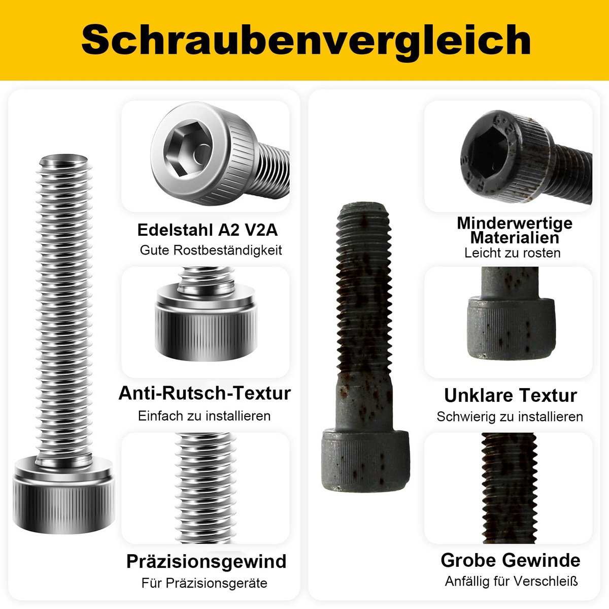 120 stuks M3 x 8 mm schroeven, cilinderschroeven met binnenzeskant, cilinderkopschroeven, roestvrij staal A2 V2A, volledige schroefdraad, roestvrijstalen schroeven met inbussleutel