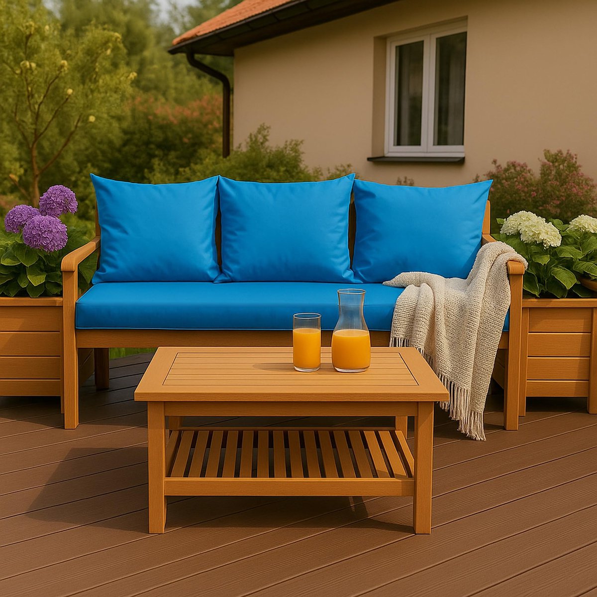Kussens voor tuinbank met rugleuning, dubbelzijdig kussen voor schommel en bank, verkrijgbaar in verschillende kleuren en maten (blauw, 180 x 60 x 50 cm)