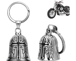 2 stuks guardian Bell - Black Cross - Bell Wings and Cross - Geluksbrenger - Sleutelhanger - Beschermende Bellen Voor Motorfietsen En Fietsen - Zwart