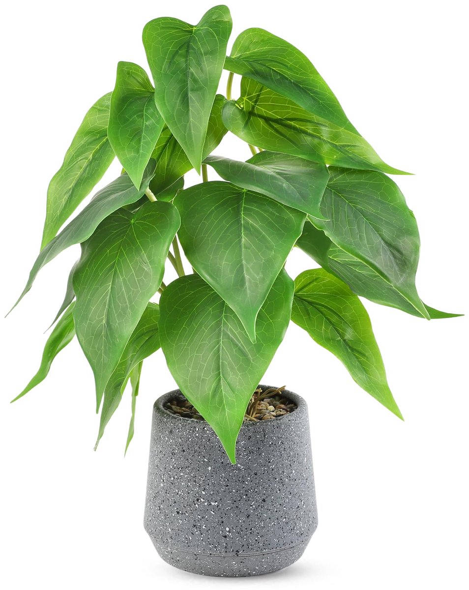 Kunstplant in keramische pot, kunstplant met realistische bladeren voor thuis, kantoor, bureau, woonkamer en badkamer
