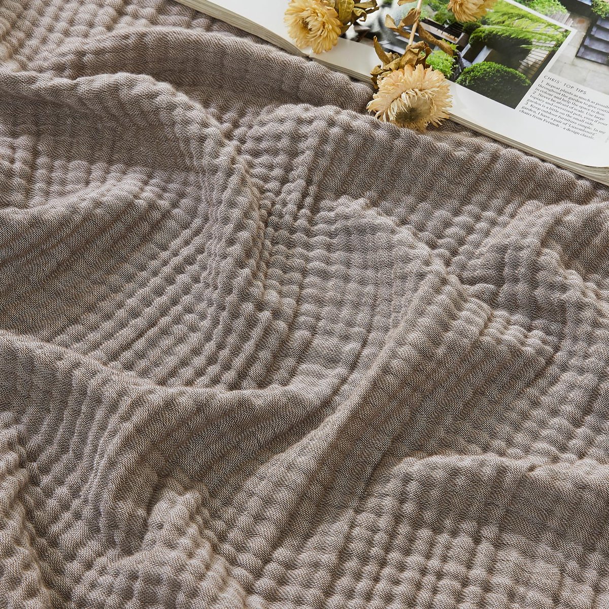Katoenen mousseline King Deken Ademend Gaas, Zachte Lichtgewicht Dekens Volwassenen Geschenken voor Vrouwen (Heather Bruin, 274 x 228cm)