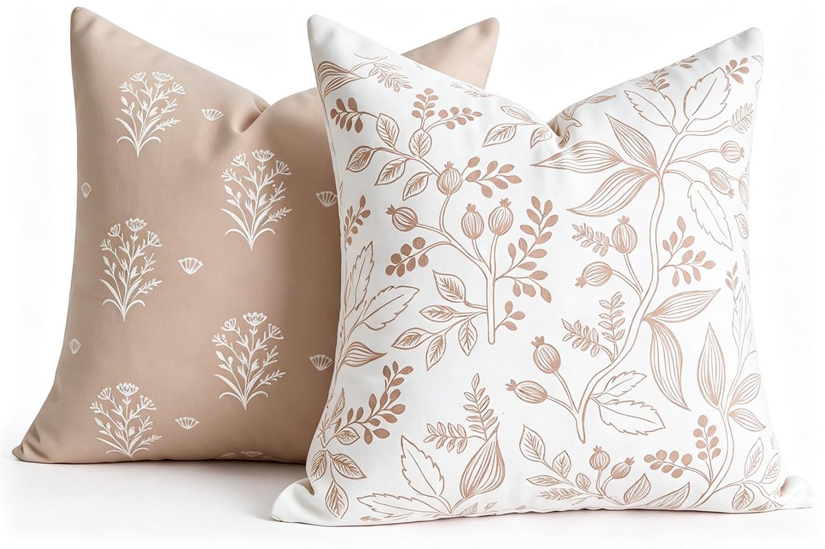 Boheems, 50 x 50 cm, modern, bankkussen, planten, bloemen, superzacht, decoratief, comfortabel, dubbelzijdige kussenhoes, decoratief kussen voor thuis, woonkamer, slaapkamer