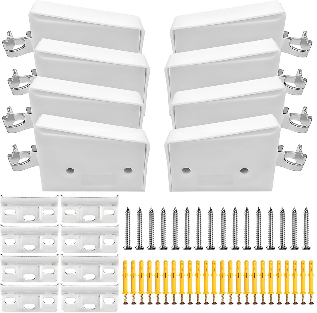 Kastophangers, set met steunrail, instelbare kasthangers, wandhouder, kasthouder, draagkracht 150 kg, hangkast, houder, kasthouder voor hangkasten (wit)