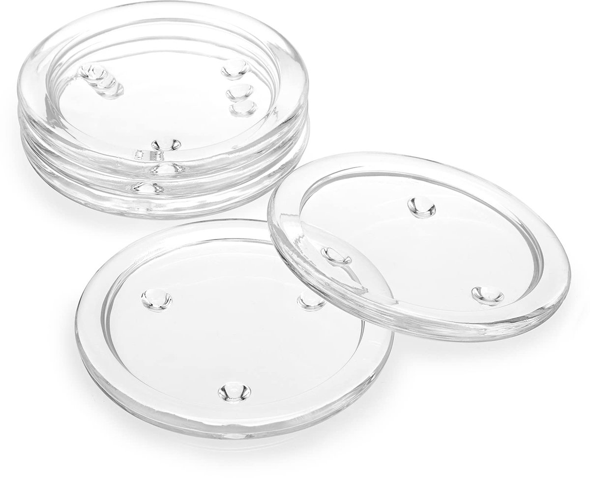 5 Pack 10Cm Glas Ronde Kaars Platen Cup Mat, Transparant Glas Coaster Houder Set Pijler Kandelaar Houder Stand voor Kaarsen