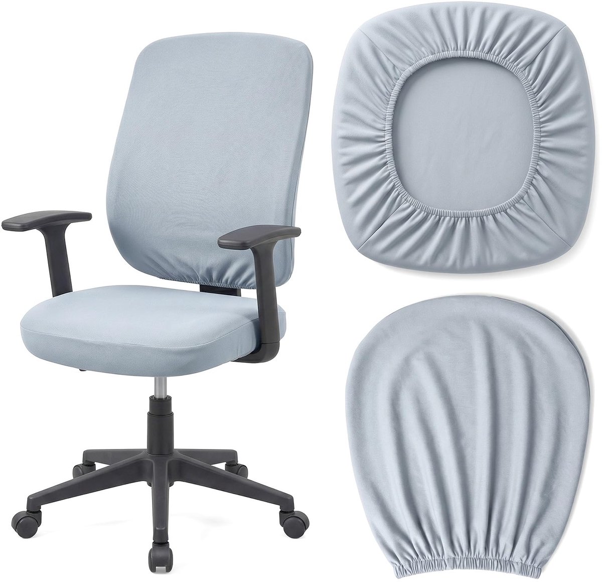 Stoelhoes, stretch, wasbare elastische beschermhoes, rugleuninghoes, stretch, herbruikbaar, rugleuninghoes en zitkussenhoes, bureaustoelhoes voor eetkamer, kantoor, bar (grijs)