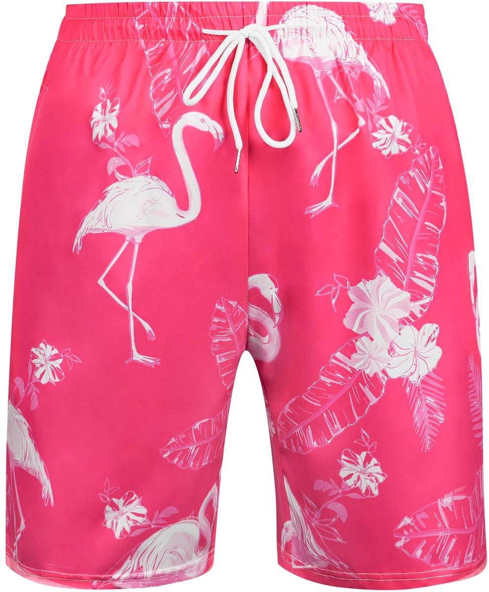 Aomig Hawaiiaanse herenshorts, strandsurfshorts met zakken, ademende shorts met verstelbaar trekkoord, sneldrogend, strandshorts, Hawaiiaanse print, shorts voor vakantie, reizen in de zomer op het