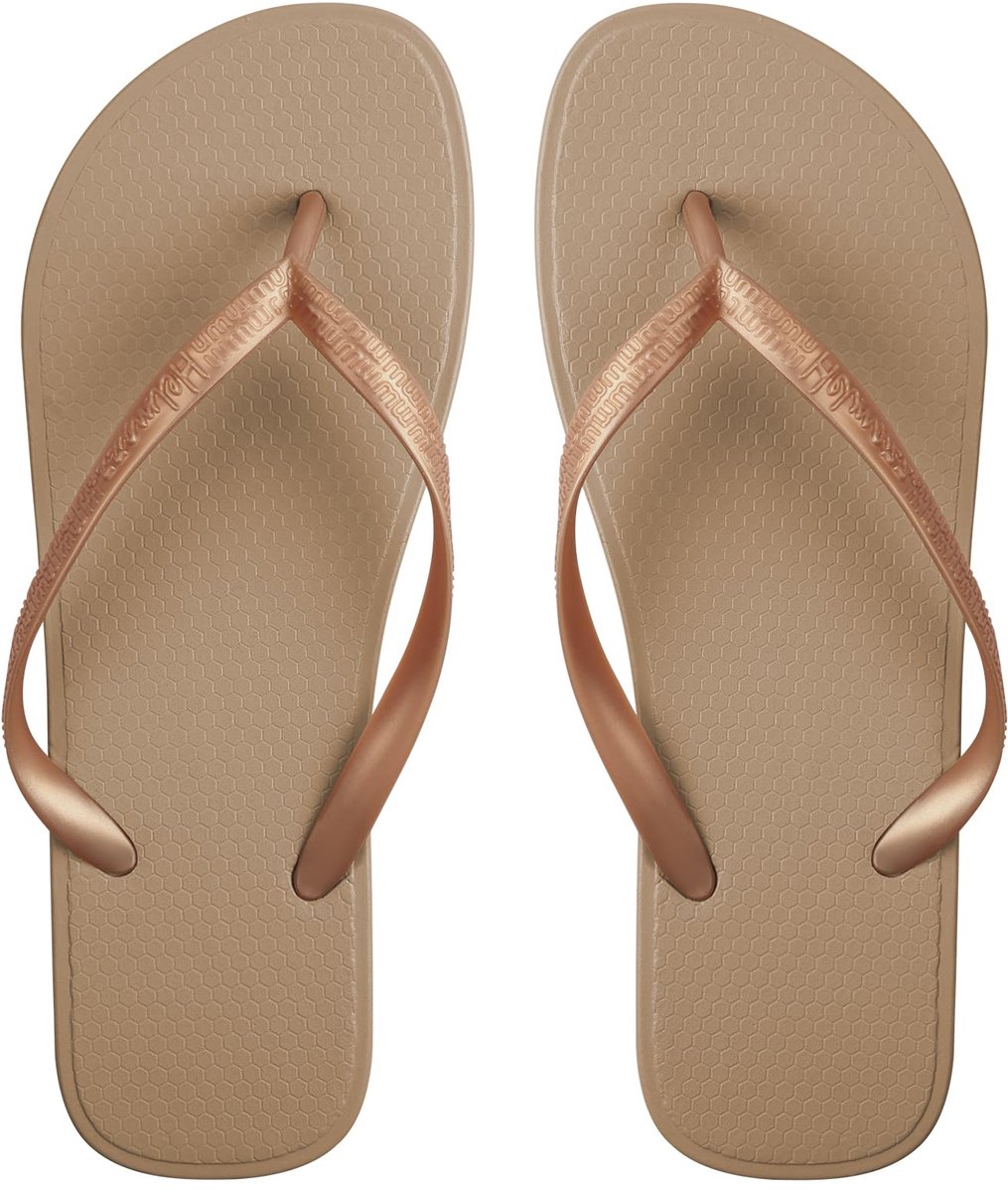 Aomig Teenslippers, slippers voor dames en heren, antislip, voor op reis, strand, vakantie, sportschool, douche, zomer, sport, zwembad (koper-37)