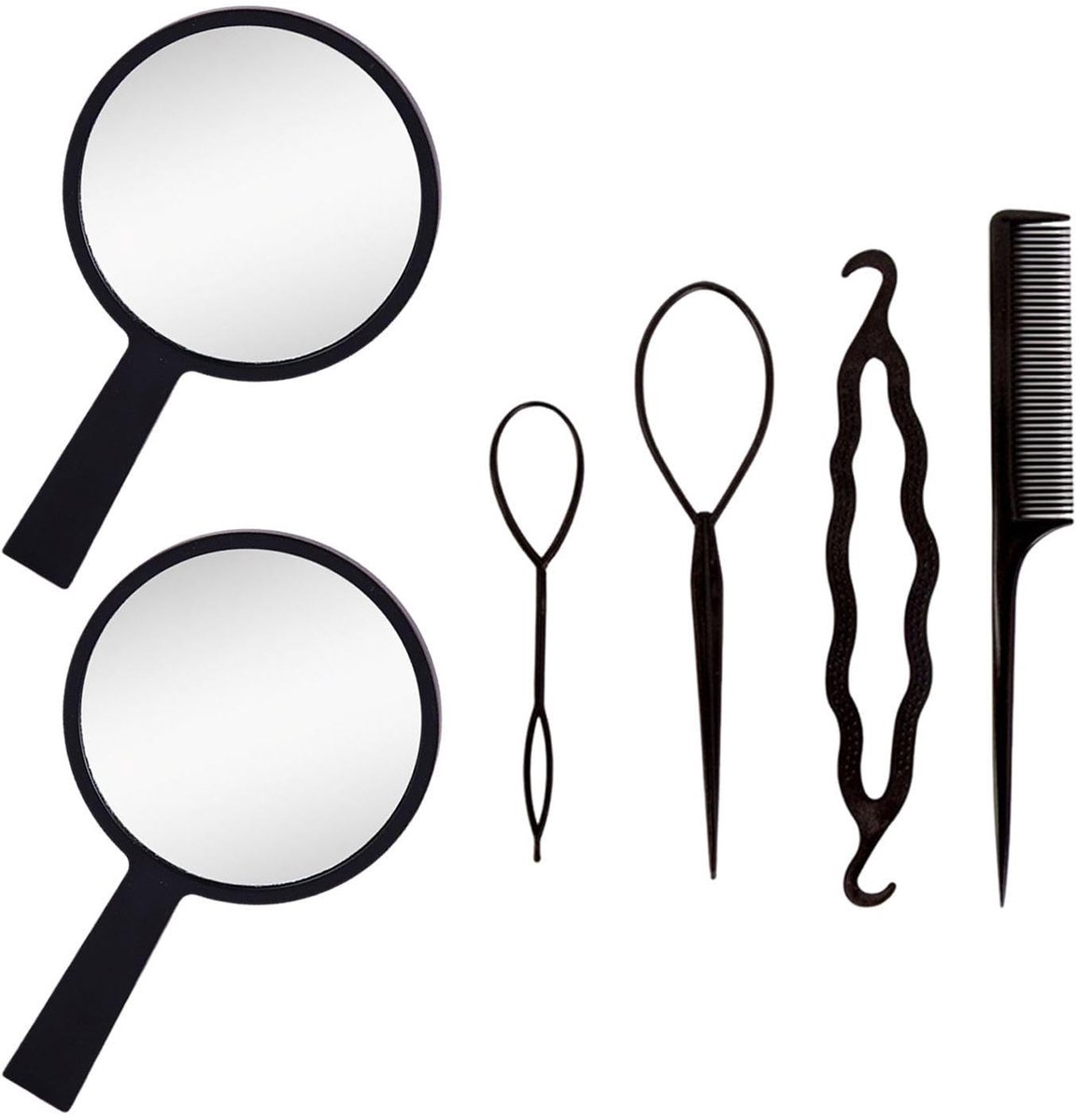 Spiegel en 4 stuks kapsalon, handspiegel, draagbare make-upspiegel, reisaccessoires.