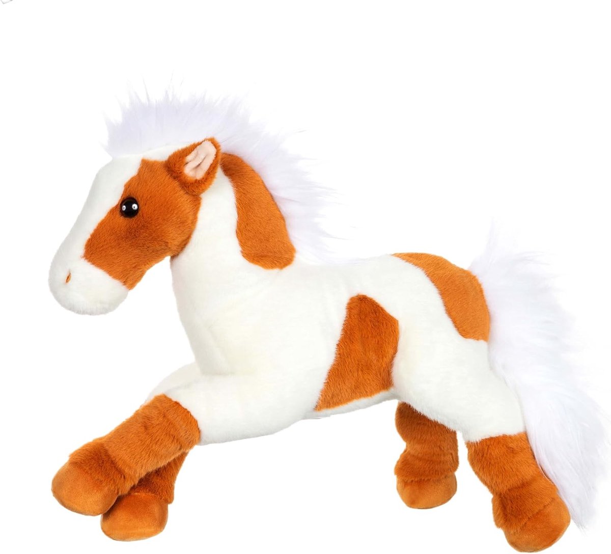 – KNUFFELPAARD LIGGEND - 40 CM – LICHTBRUIN EN WIT