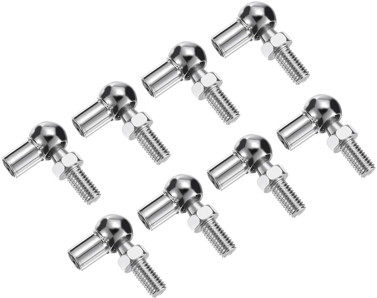 Ferrule voor gasveer M8 x 1,25, vrouwelijke schroefdraad van staal, zilverkleurig, 8 stuks