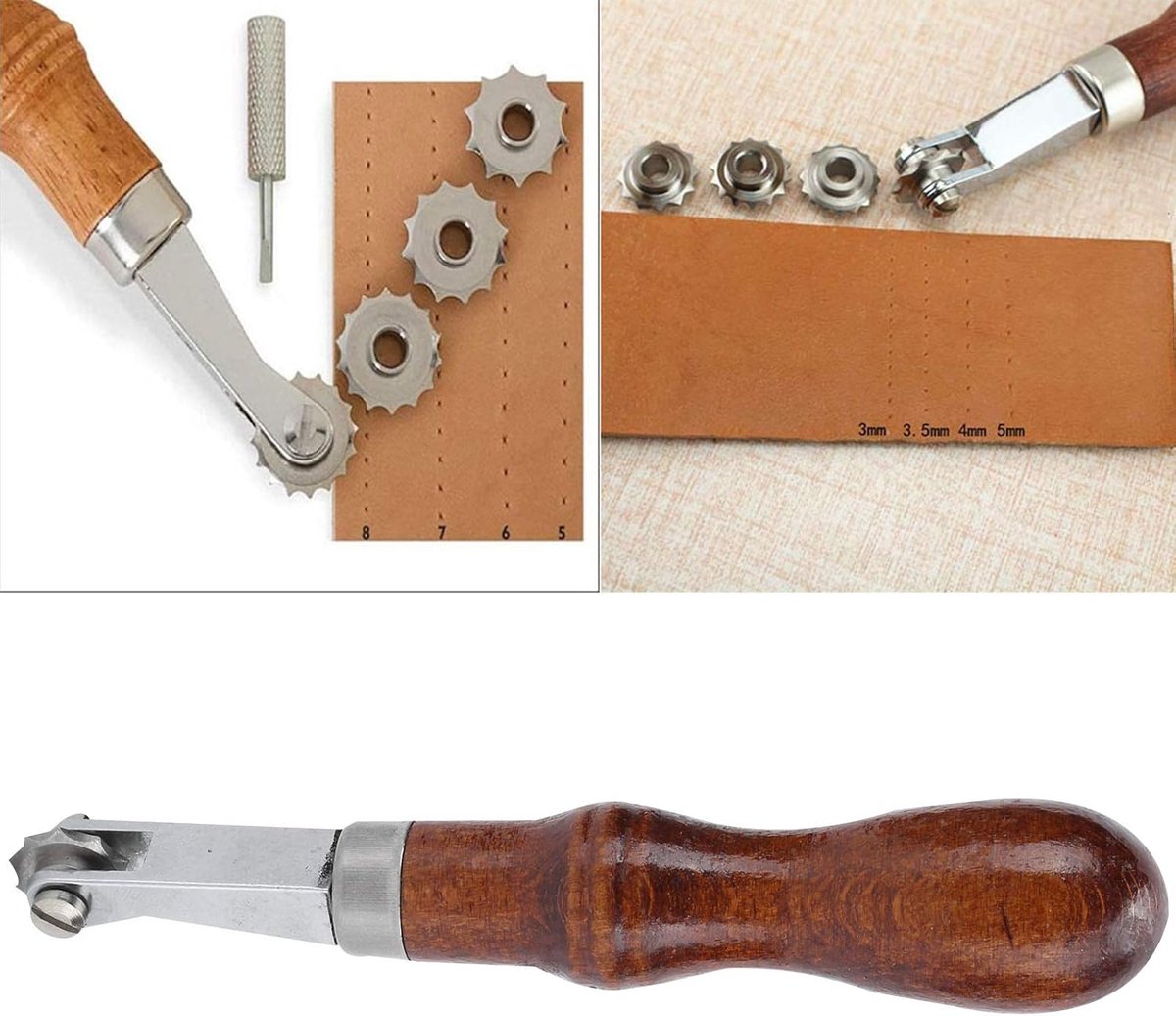 Craft Spacer Set Afstandsgereedschap Oversteek Lijnmarkeringswielen DIY Lederen Ponsgereedschap Wiel Leren naaien Steekafstand Spacer Embossing Systeem Set Oversteekwielgereedschap