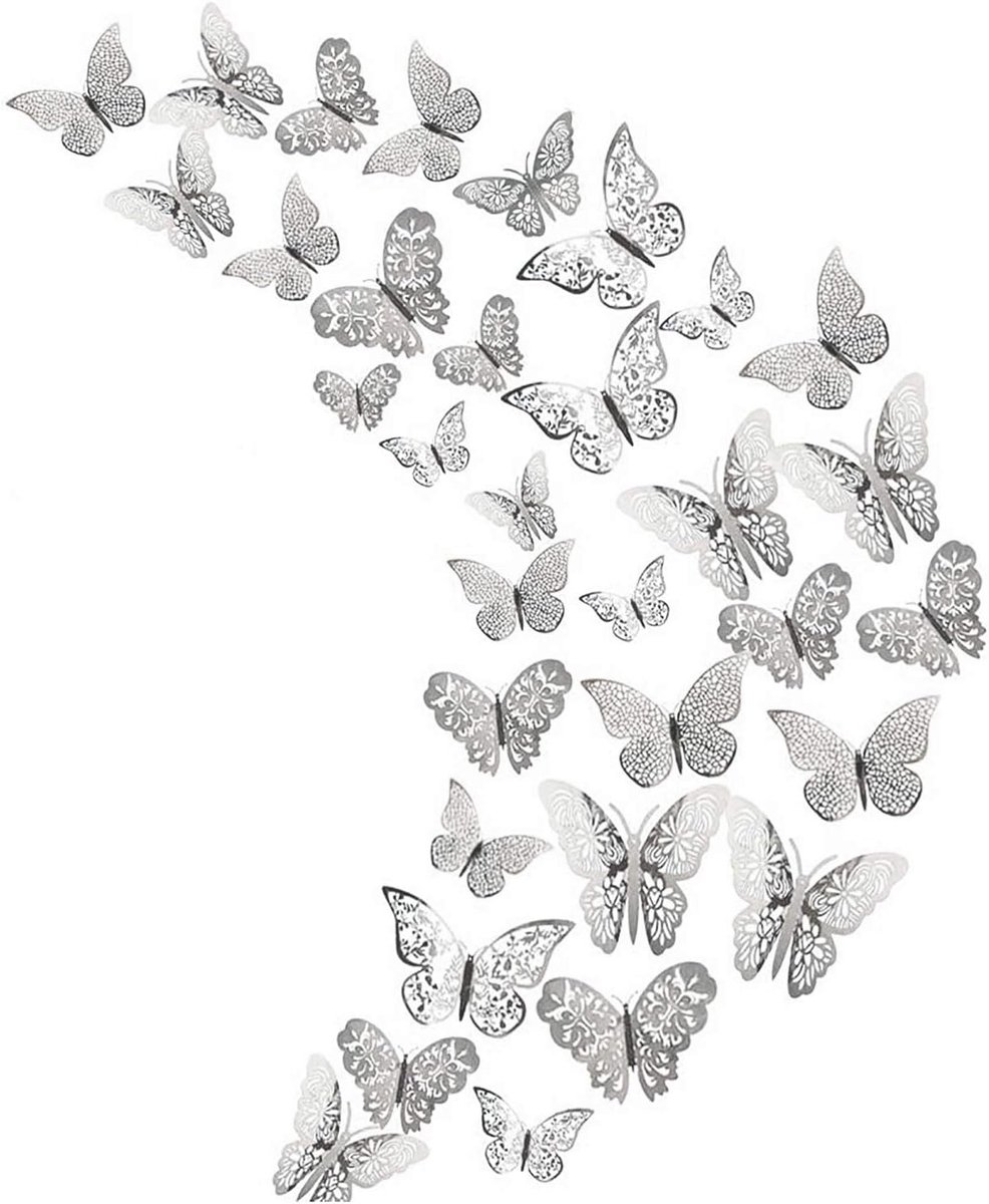 Muurstickers, metallic kunststicker, vlinder muurstickers voor huisdecoratie, vlinders, koelkaststicker, kamerdecoratie, feest, bruiloftsdecoratie