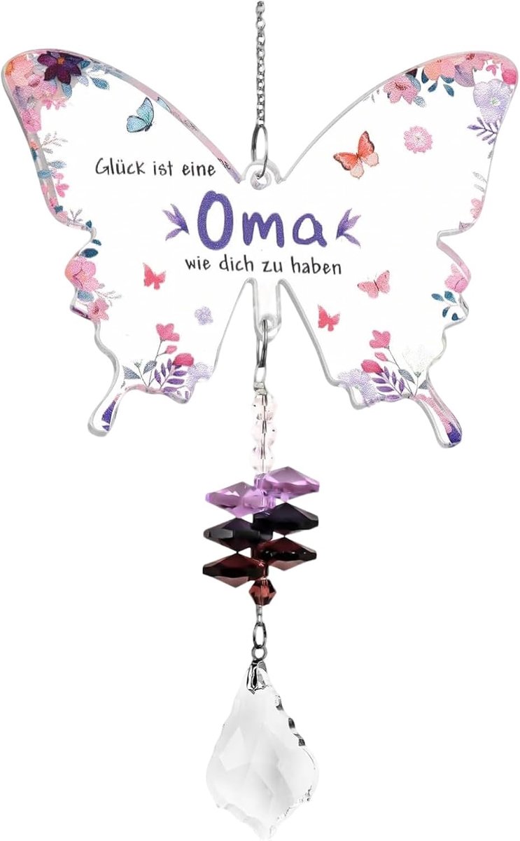 Cadeau voor grootmoeder, zonnevanger, tuindecoratie, kan worden opgehangen aan ramen, feesten, binnenplaatsen, auto's, planten, tuinen, muren of balkons (Oma)