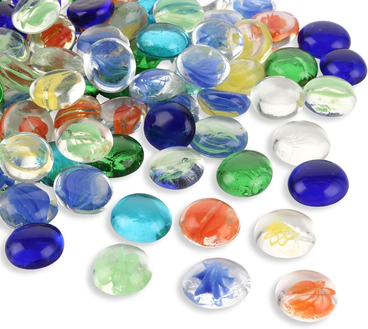 2000 g / 400 stuks kleurrijke glazen snuggets, 15-20 mm, kleurrijke glazen stenen, decoratieve stenen, voor vaas, legmateriaal, knutselen