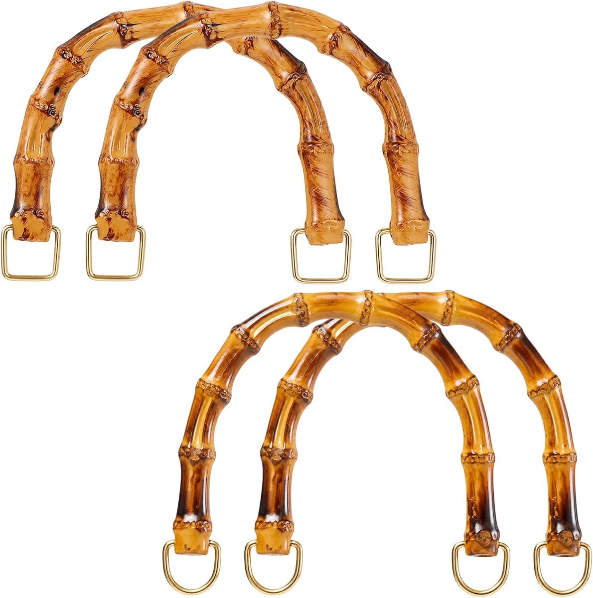 Handtasgrepen van bamboe, 4 stuks, 12 cm, bamboetassen | Handgrepen voor tassen, handtas, handgrepen van bamboe voor handtassen, boodschappentassen, doe-het-zelf tasaccessoires