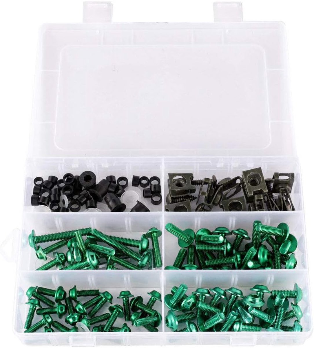 Moeren Schroeven Clips compatibel met Hon-da/Ya-maha/Kawasaki/Su-zuki - Groen