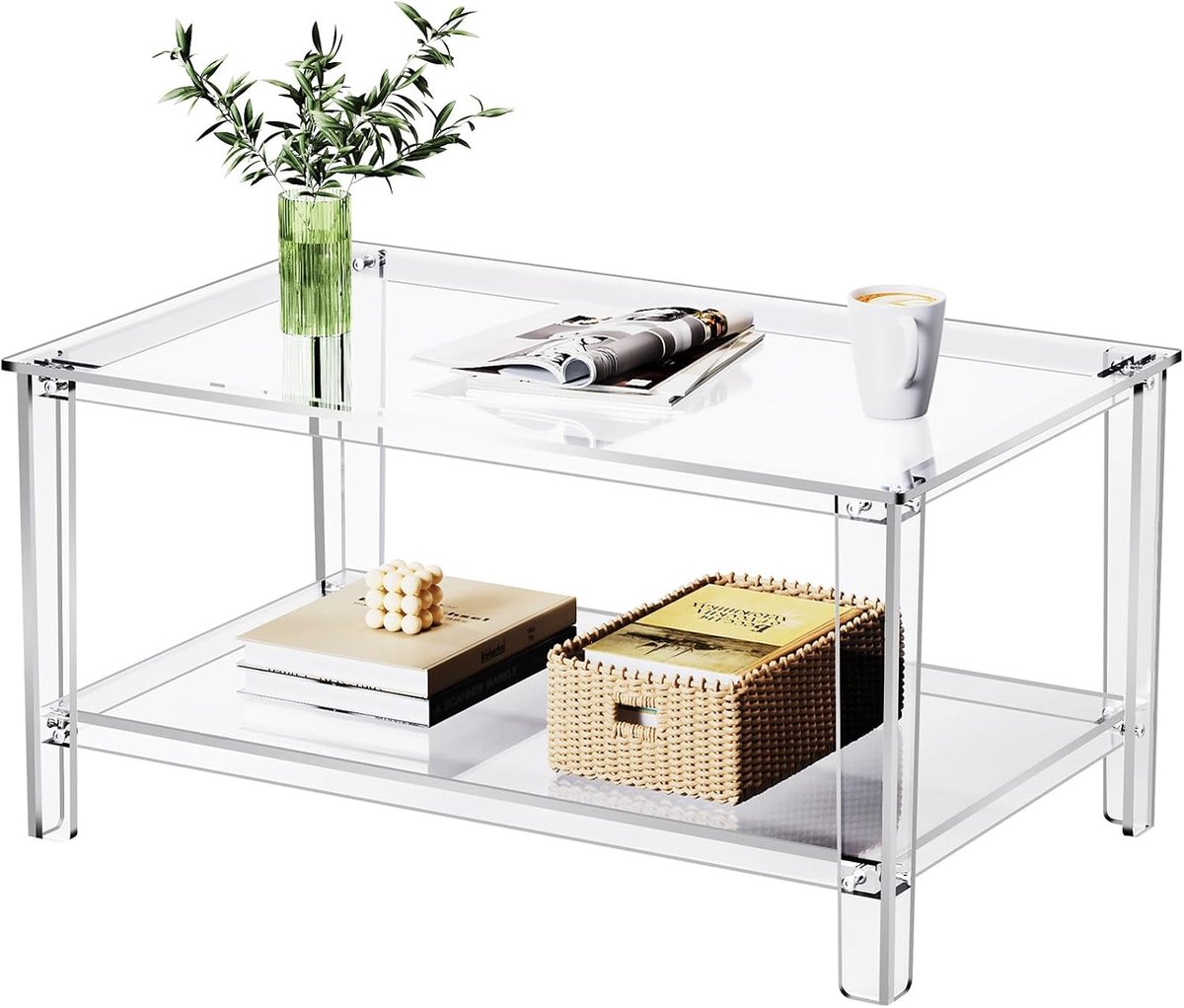 Salontafel, moderne middentafel, 80 x 50 x 40 cm (transparant)
