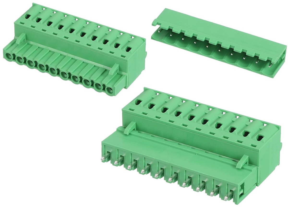 2 sets met schroefklemmen, voor printplaatmontage, 10-polig, 5,08 mm, rechte helling, zonder solderen, 2EDGKD, stekker en bus, voor 28-10 AWG