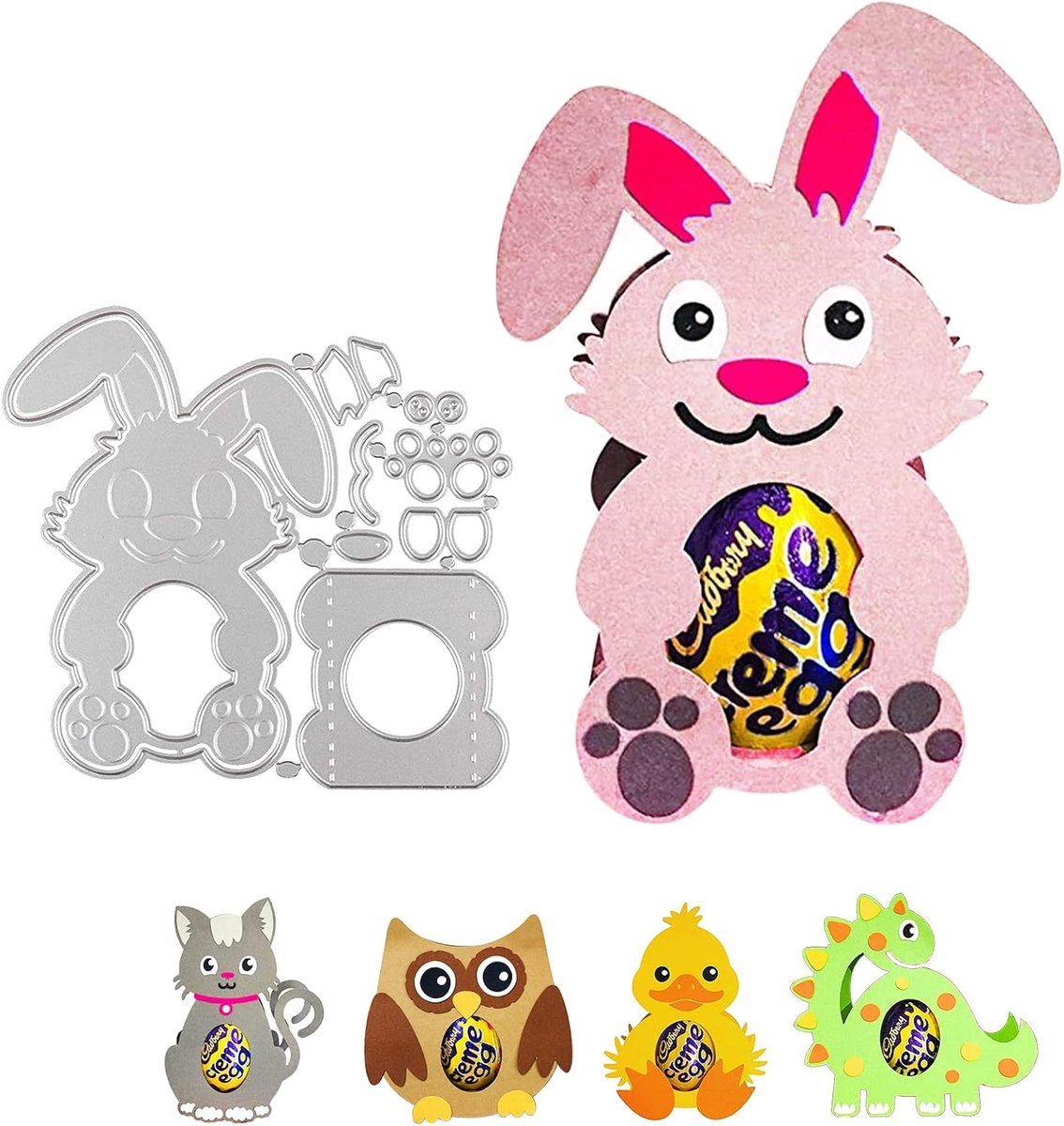 3D-stanssjablonen, hazeneieren, stanssjablonen, set voor scrapbooking, fotopapier, kaarten, knutselreliëf, doe-het-zelf maken (haas)