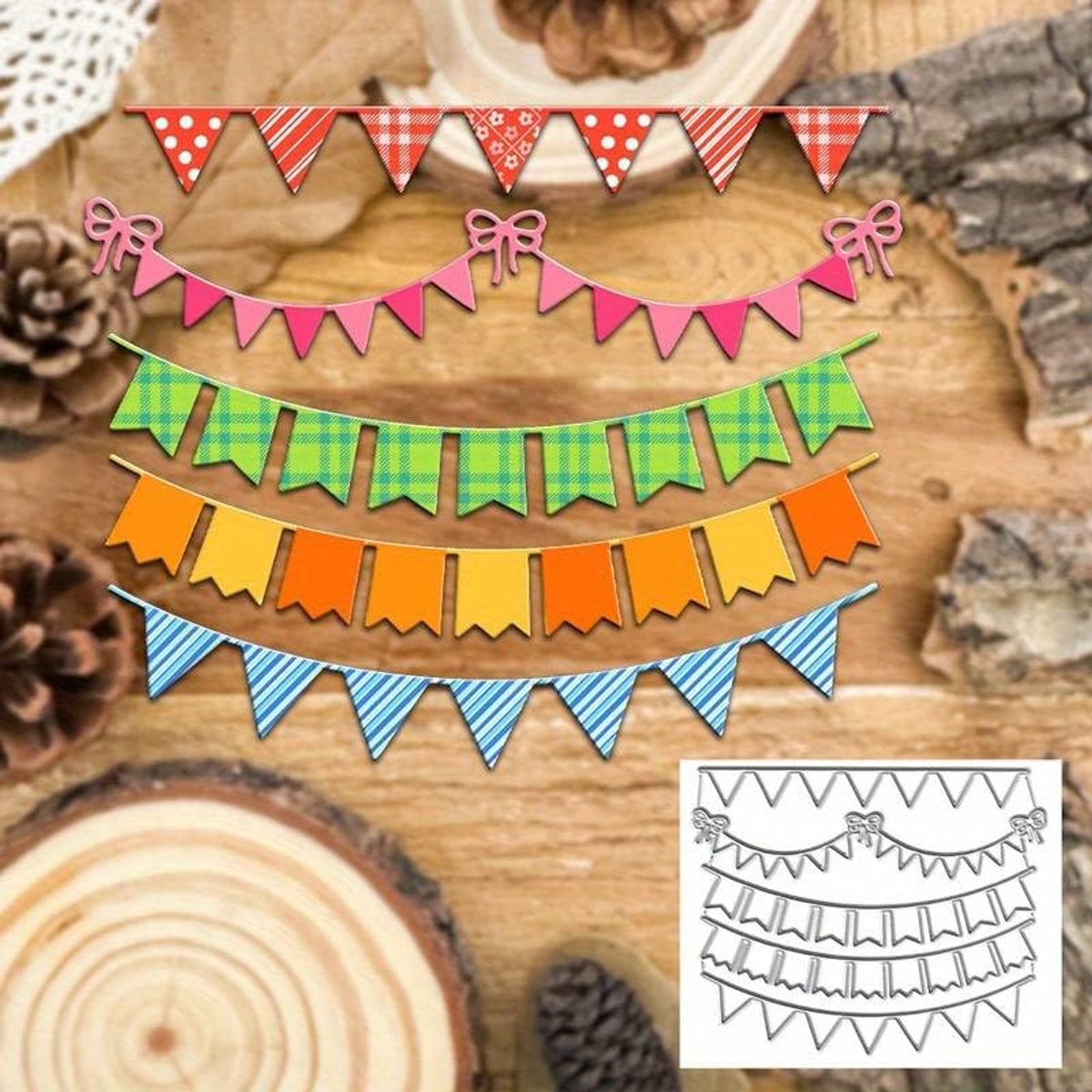 Verjaardag Metalen Stanssjablonen, Huwelijksfeest Banner Boog Vlag Snijdijs Snijsjablonen DIY Scrapbooking Decoratief Embossing Papier Scrapbooking Kaarten Maken