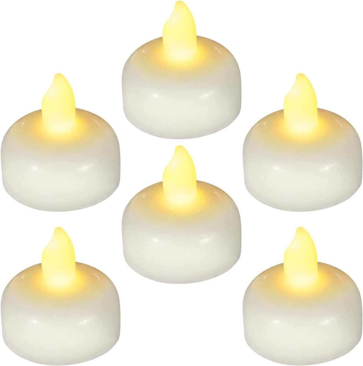 12 stuks vlamloze waterdichte LED drijvende theelichtjes, batterij-aangedreven buiten LED votief kaars, warm witte flikkerende theelichtkaarsen bulk voor feest, zwembad, bad, spa