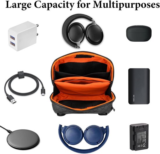 Elite Hoofdtelefoon Pouch compatibel met Bose QC Ultra, JBL Tour ONE M3, Sony WH-1000XM6 en meer, Soft Shell vervangende beschermende reisdraagtas met kabelopslag (donkergrijs) van elite — afbeelding 5