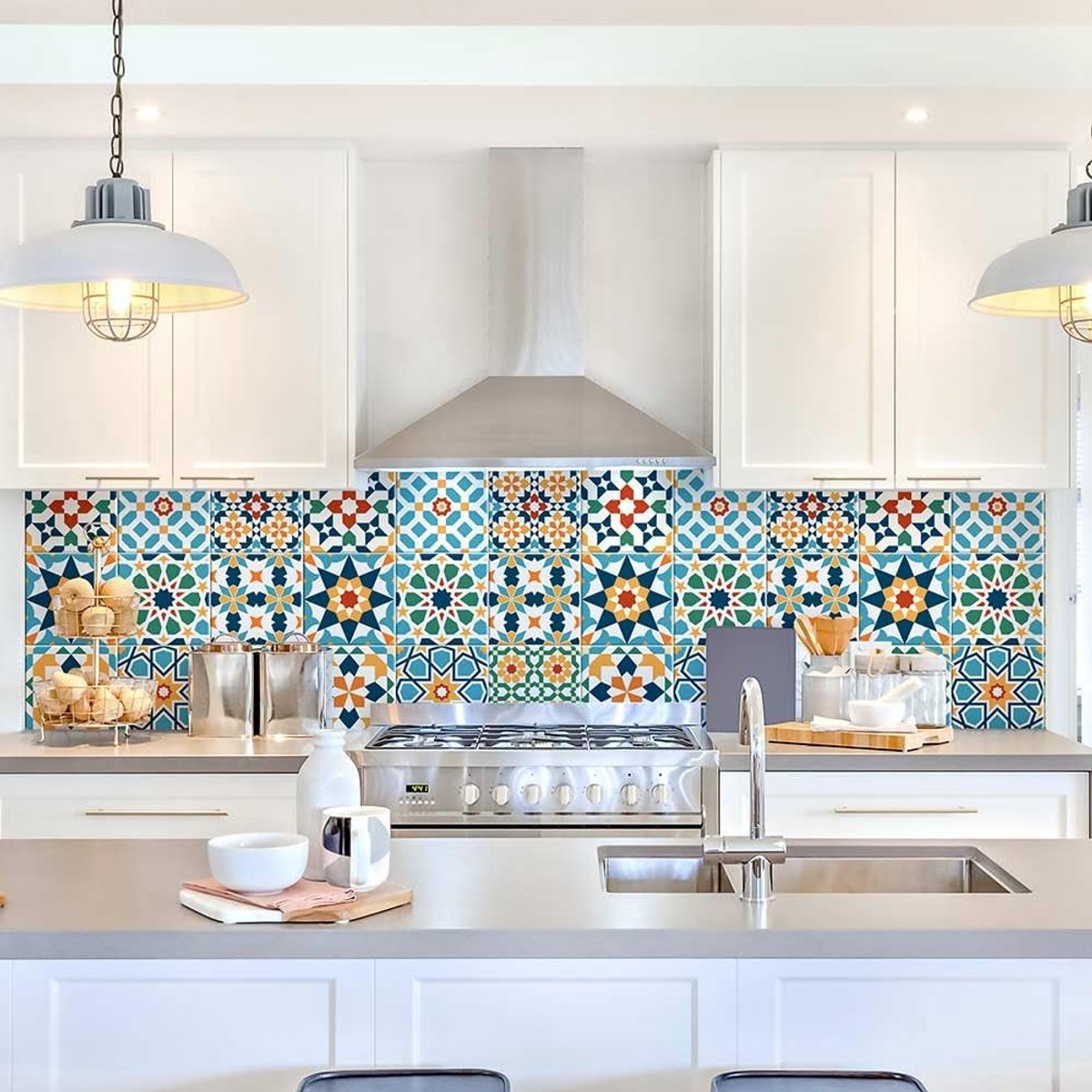 Tegelstickers badkamer en keuken 24 stuks 10x10 cm - PS00112 Wanddecoratie Waterdichte PVC-zelfklevende cementmozaïektegels