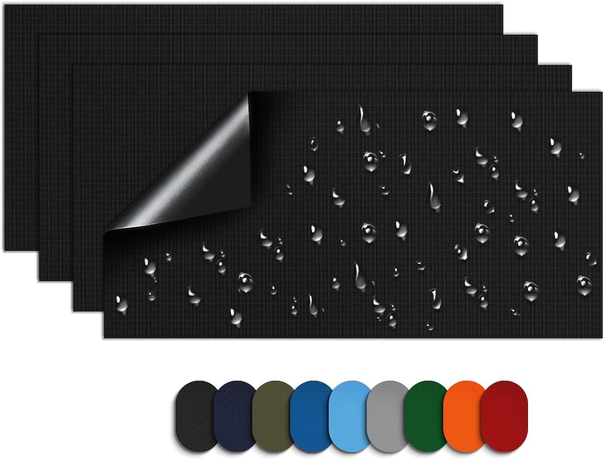 Reparatiepatch voor Pufferjassen Jassen, Zelfklevende Patches voor Kleding, Tent, Buitenkleding, Nylon Stof Reparatietape Waterdicht Lichtgewicht Donsjack Scheurpatch 4 Stuks