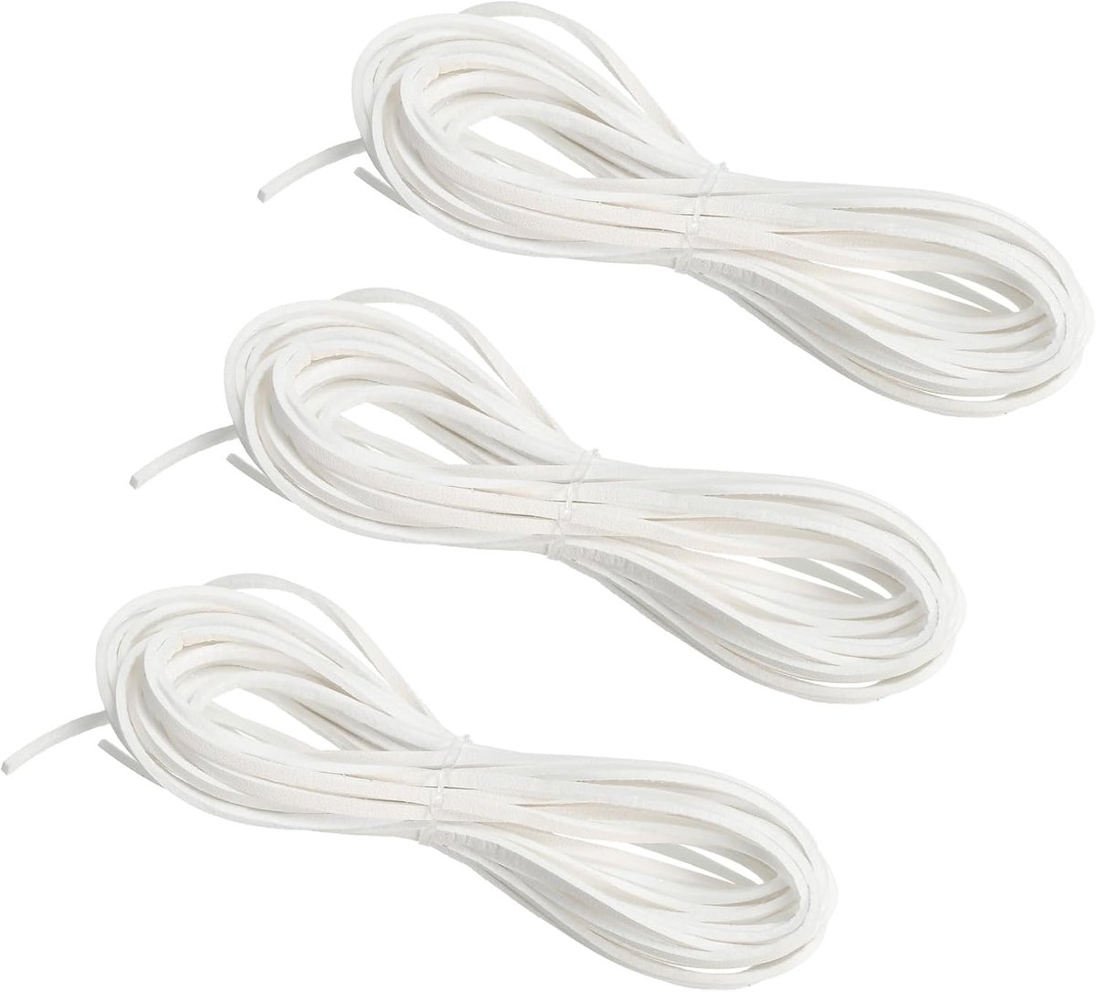 Kunstsuède lederen koord, 3 rollen 3 mm x 5,5 meter platte synthetische lederen strips voor ketting armband sieraden kralen doe-het-zelf ambachten, wit (totaal 16,5 meter)