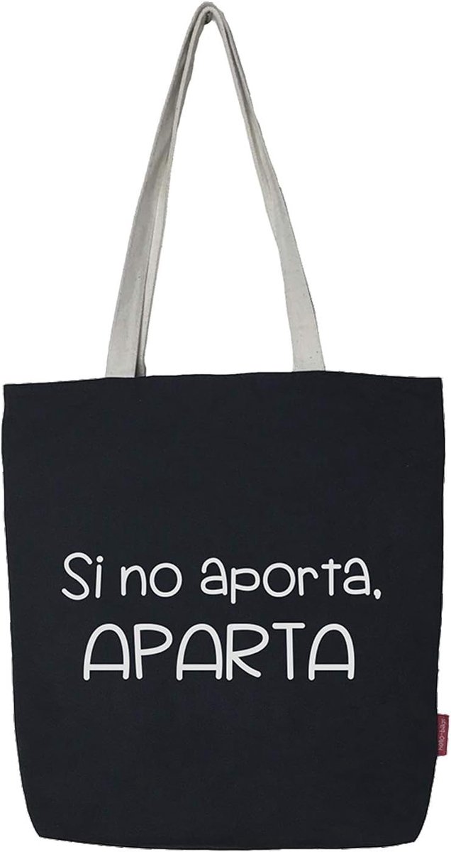 Boodschappentas met ritssluiting, voering en binnenzak. Buitenkant: 100% katoen. Inclusief envelop. Model SINOAPOR. Kleur: ecru/zwart. Afmetingen: 37 x 38 cm., Zwart, L, Modieus