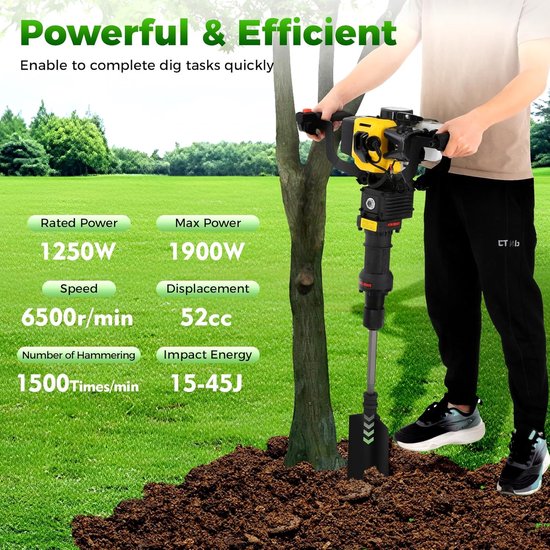 Tuinboom graafmachine 52CC 2-takt grondboor drainagespade digger tuinboom graafmachine voor graven, spaden, bosbouwzaailingen — afbeelding 2