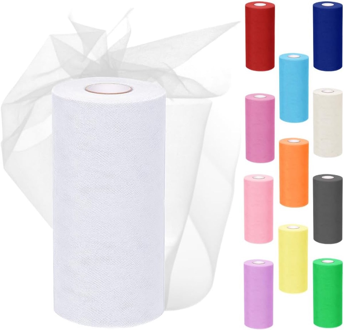 Stofrol, 30 cm x 91,5 m, band, organza stof, bruiloft, decoratief lint, tafelband, fijnmazig voor feest, tutu, wit