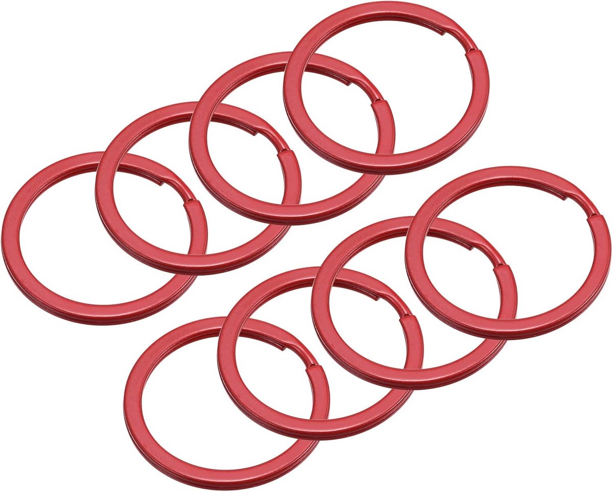 Sourcing map 8 stuks gedeelde sleutelhanger ringen 30mm/1,2" rond plat sleutelhouder rood