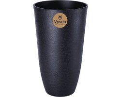 Vyveo - Bloempot Tower - 35x61 - Zwart - Bloempot voor binnen en buiten - Lichtgewicht - Breukbestendig - Vorstbestendig - UV-bestendig
