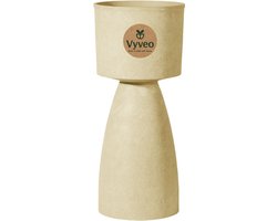 Vyveo - Bloempot Pillar - 33x75 - Beige (Retro) - Bloempot voor binnen en buiten - Lichtgewicht - Breukbestendig - Vorstbestendig - UV-bestendig